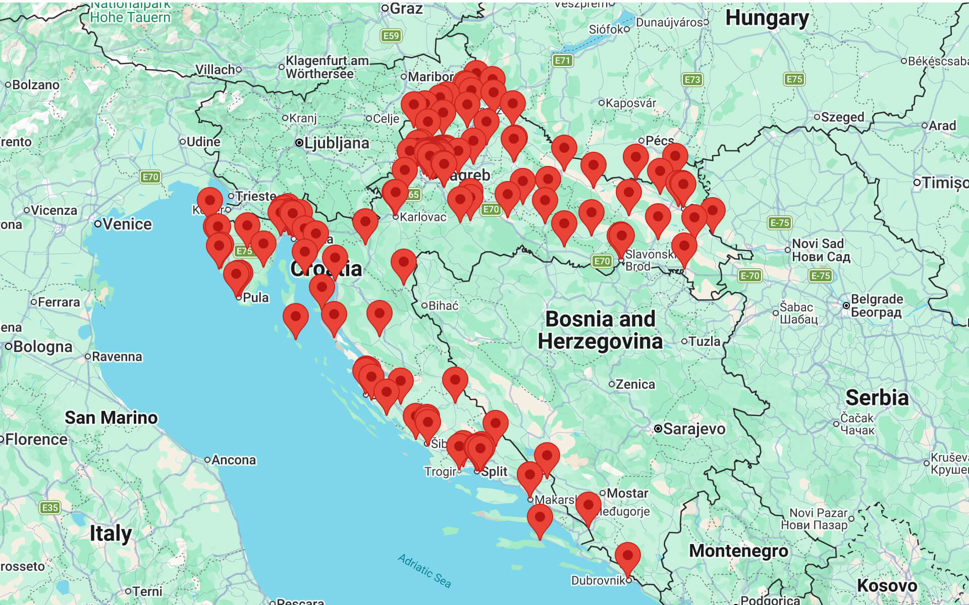 vzk store locations in croatia